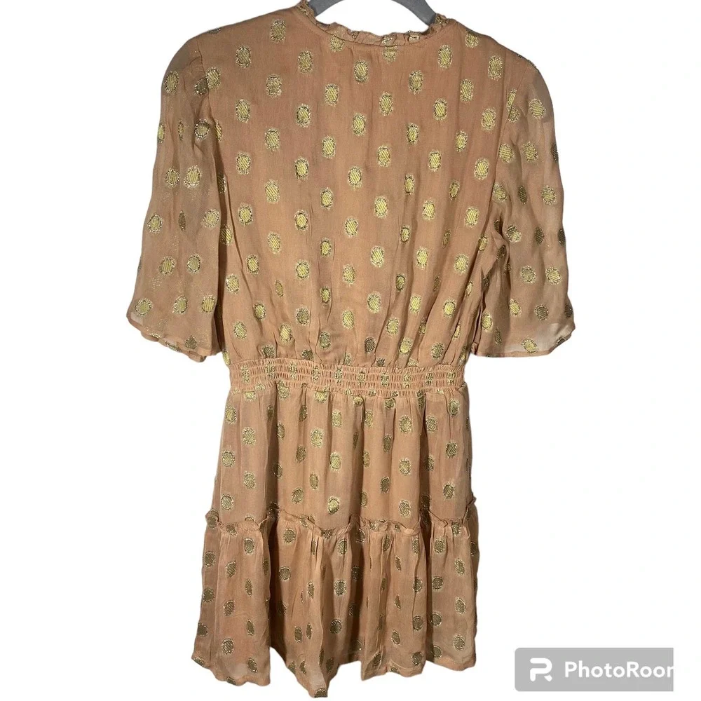 Raga Kenna Metallic Dot Mini Dress Peach Gold Silver Sparkle Womens Size XS - Picture 5 of 11